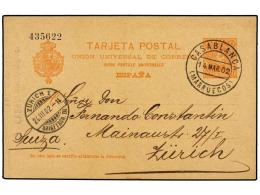 MARRUECOS. 1902. CASABLANCA A TANGER. Entero Postal De 10 Cts. Naranja, Mat. CASBLANCA/MARRUECOS. - Other & Unclassified