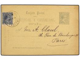 MARRUECOS. 1894. TÁNGER A PARÍS. Entero Postal De 5 Cts. Verde Con Franqueo Adicional De 5... - Other & Unclassified