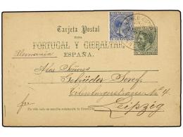 MARRUECOS. 1892. TANGER A ALEMANIA. Entero Postal De 5 Cts. Verde Con Franqueo Adicional De 5 Cts.... - Autres & Non Classés