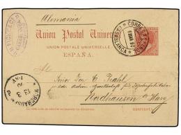 MARRUECOS. 1890. CASABLANCA A ALEMANIA. Entero Postal De 10 Cts. Carmín, Mat. CORREO... - Other & Unclassified