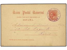 MARRUECOS. 1889. TETUAN A PARÍS. Entero Postal De 10 Cts. Carmín, Mat. CORREO... - Other & Unclassified