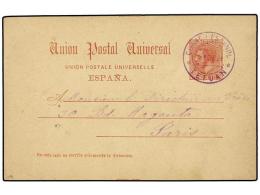 MARRUECOS. 1889. TETUAN A PARÍS. Entero Postal De 10 Cts. Carmín, Mat. CORREO... - Autres & Non Classés