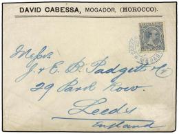 MARRUECOS. 1895. MOGADOR A INGLATERRA. 25 Cts. Azul, Mat. CORREO ESPAÑOL/MOGADOR En Azul, Al... - Other & Unclassified