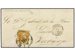 ESPAÑA. Ed.52. 1862 (15 Julio). SANTIAGO A ZARAGOZA. 4 Cuartos Amarillo ÚLTIMO DÍA... - Autres & Non Classés