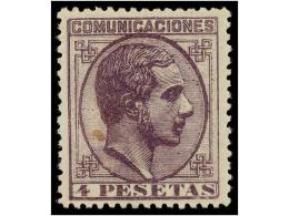 * ESPAÑA. Ed.198. 4 Pts. Violeta. Color Excepcional. PIEZA DE LUJO. Cert. EXFIMA. Cat. 305€. - Altri & Non Classificati