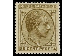 ** ESPAÑA. Ed.194. 25 Cents. Sepia Oliva. Color Y Centraje Perfectos. PIEZA DE LUJO. - Altri & Non Classificati