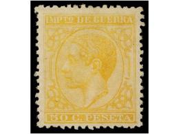 * ESPAÑA. Ed.189. 50 Cts. Amarillo. Color Excepcional. PIEZA DE LUJO. Cert. GRAUS. Cat. 995€. - Other & Unclassified