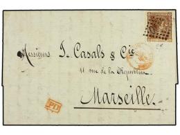 ESPAÑA. Ed.167. 1875. VALENCIA A MARSELLA. 40 Cts. Castaño, Mat. Rombo De Puntos... - Other & Unclassified