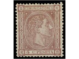 * ESPAÑA. Ed.163. 5 Cts. Lila. Centraje Perfecto. LUJO. Cat. 102€. - Autres & Non Classés