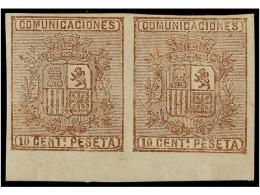 ** ESPAÑA. Ed.153s. 10 Cts. Castaño. Pareja SIN DENTAR, Borde Inferior De Hoja.... - Altri & Non Classificati