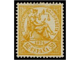 * ESPAÑA. Ed.149. 50 Cts. Amarillo. Color Y Centraje Excepcional. PIEZA DE LUJO. Cert. GRAUS. - Altri & Non Classificati