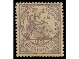 * ESPAÑA. Ed.148. 40 Cts. Violeta Pálido. Excelente Centraje. MAGNÍFICO EJEMPLAR. Cert.... - Altri & Non Classificati