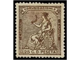 * ESPAÑA. Ed.135. 25 Cts. Castaño. Color Y Centraje Excepcional. PIEZA DE LUJO. - Sonstige & Ohne Zuordnung