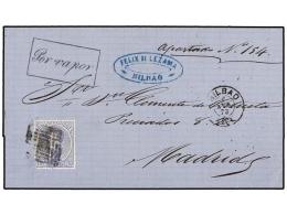 ESPAÑA. Ed.129A. 1873 (6 Abril). BILBAO A MADRID. 10 Cts. Azul, Mat. ROMBO DE PUNTOS Y Marca... - Other & Unclassified