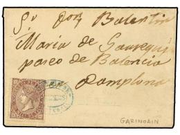 ESPAÑA. Ed.98. 1869. Envuelta Circulada A PAMPLONA. 50 Mils. Violeta Negro. Mat. CARTERIA... - Other & Unclassified