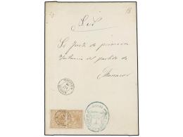 ESPAÑA. Ed.96 (2). 1868. SON SERVERA (Baleares) A MANACOR. 50 Mils. Castaño (2). Mat. Fechador... - Otros & Sin Clasificación