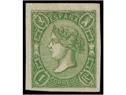 (*) ESPAÑA. Ed.72. 1 Real Verde. Color Intenso Y Grandes Márgenes. PIEZA DE LUJO. Cert. COMEX.... - Autres & Non Classés