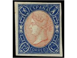 (*) ESPAÑA. Ed.70. 12 Cuartos Azul Y Rosa. Magnífico Ejemplar. Cert. COMEX. Cat. 550€. - Andere & Zonder Classificatie