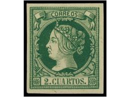 ** ESPAÑA. Ed.51. 2 Cuartos Verde. Color Excepcional. PIEZA DE LUJO. Cert. COMEX. Cat. 475€. - Altri & Non Classificati