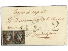 ESPAÑA. Ed.42 (2). 1857. SANTANDER A GUADALAJARA (México). 2 Reales Lila (2), Tasada A... - Otros & Sin Clasificación