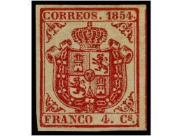 (*) ESPAÑA. Ed.33. 4 Cuartos Carmín. Márgenes Excepcionales. PIEZA DE LUJO. Cert.... - Sonstige & Ohne Zuordnung