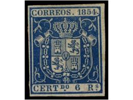 (*) ESPAÑA. Ed.27. 6 Reales Azul. Pequeña Mancha De Tinta Lavada. Excelente Presencia.... - Altri & Non Classificati