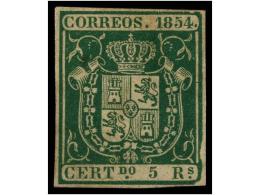 (*) ESPAÑA. Ed.26. 5 Reales Verde. MAGNÍFICO EJEMPLAR. Cert. COMEX. Cat. 2.125€. - Sonstige & Ohne Zuordnung