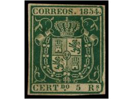 (*) ESPAÑA. Ed.26. 5 Reales Verde. MAGNÍFICO EJEMPLAR. Cert. COMEX. Cat. 2.125€. - Other & Unclassified