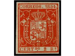 (*) ESPAÑA. Ed.25. 2 Reales Bermellón. Excelente Color, Tres Grandes Márgenes Y El... - Autres & Non Classés