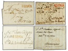 ESPAÑA: PREFILATELIA. 1778-1822. INTERESANTE CONJUNTO Formado Por 8 Cartas Con Marcas ESPAÑA... - Altri & Non Classificati