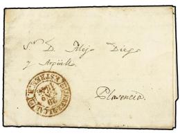 ESPAÑA: PREFILATELIA. 1846. JEREZ DE LOS CABALLEROS A PLASENCIA. Fechador JEREZ D.L.CAB./ESTREMADURA... - Andere & Zonder Classificatie