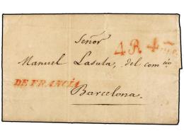 ESPAÑA: PREFILATELIA. 1838. FRANCIA A BARCELONA. Marca De Entrada DE FRANCIA En Rojo. Portes De... - Sonstige & Ohne Zuordnung