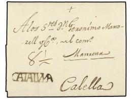 ESPAÑA: PREFILATELIA. 1809. COPONS A CALELLA. Marca CATALUÑA (nº 1) De COPONS.... - Andere & Zonder Classificatie