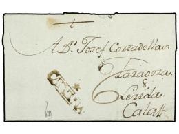 ESPAÑA: PREFILATELIA. 1793. HORTA DE S. JUAN A CALAF. Marca +/CATALUÑA (nº 1) En Tinta De... - Other & Unclassified