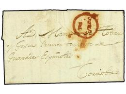 ESPAÑA: PREFILATELIA. 1813. MADRID A CORDOBA. Marca Ilegible Dentro De Un Círculo En Rojo Que No... - Otros & Sin Clasificación