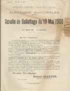 ELECTIONS TRACT 1908 HAUTES ALPES ABRIES - Historische Dokumente