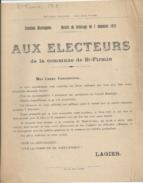 ELECTIONS TRACT  HAUTES ALPES ST FIRMIN 1919 - Historical Documents