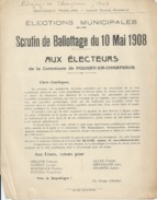 ELECTIONS TRACT  HAUTES ALPES POLIGNY EN CHAMPSAUR 1908 - Documents Historiques