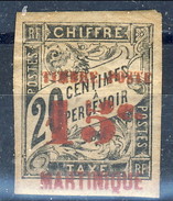 Martinique 1891 - 92 N. 25 C. 15 Su C. 20 Nero Sovrastampa Rossa MH Cat. € 65 - Neufs