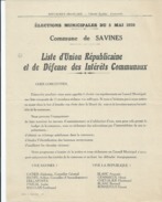 ELECTIONS TRACT  HAUTES ALPES SAVINES 1929 - Historische Dokumente