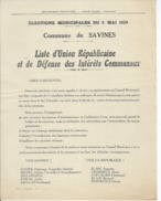 ELECTIONS TRACT  HAUTES ALPES SAVINES 1929 - Historical Documents