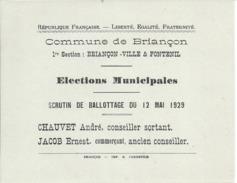 ELECTIONS TRACT  HAUTES ALPES BRIANCON FONTENIL 1929 - Historical Documents