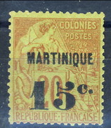 Martinique 1888 - 91 N. 16 C. 15 Su C. 20 Rosso Mattone Su Verde MH Cat. € 180 - Neufs