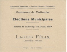 ELECTIONS TRACT  HAUTES ALPES VALLOUISE 1929 - Documentos Históricos