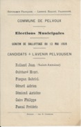 ELECTIONS TRACT  HAUTES ALPES PELVOUX 1929 - Documents Historiques