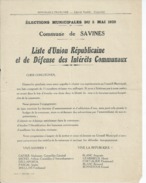 ELECTIONS TRACT  HAUTES ALPES SAVINES 1929 - Historische Dokumente