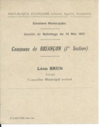 ELECTIONS TRACT  HAUTES ALPES BRIANCON 1929 - Historical Documents