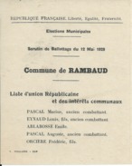 ELECTIONS TRACT  HAUTES ALPES RAMBAUD 1929 - Documentos Históricos