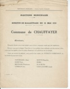 ELECTIONS TRACT  HAUTES ALPES CHAUFFAYER 1929 - Historische Dokumente