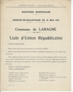 ELECTIONS TRACT  HAUTES ALPES LARAGNE 1929 - Historical Documents